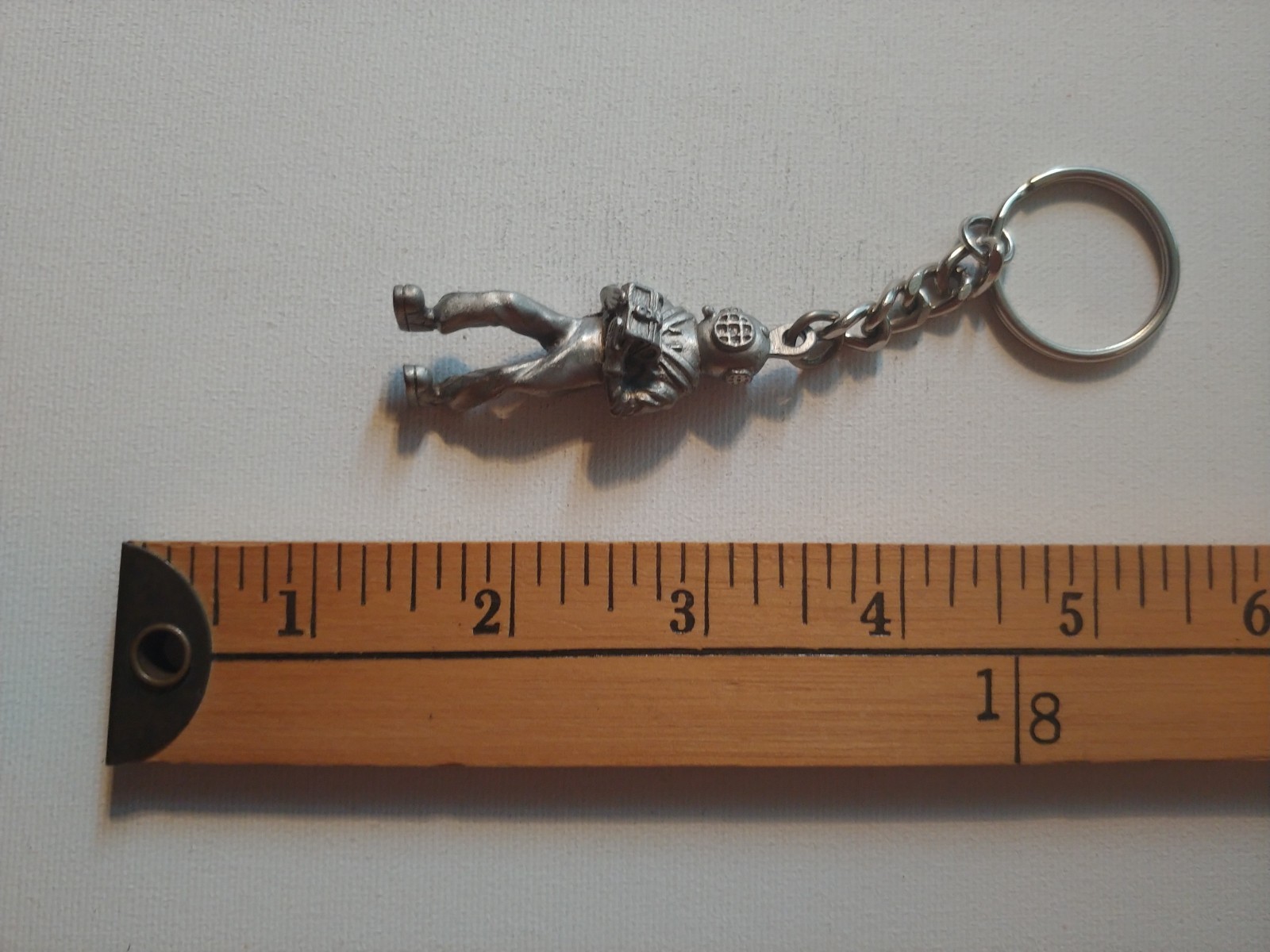 * 80S PEWTER SCUBA DIVING TREASEURE HUNTER KEYCHAIN KEY CHAIN RING PORTE CLEF *
