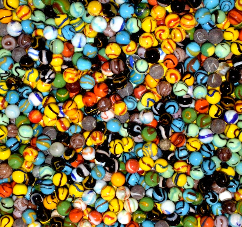 👀➖⏩Lot of 50 Vacor▫🟩⬜🟥 Multi-Color Mixed Runs Swirl Marbles Size .625″ Mint