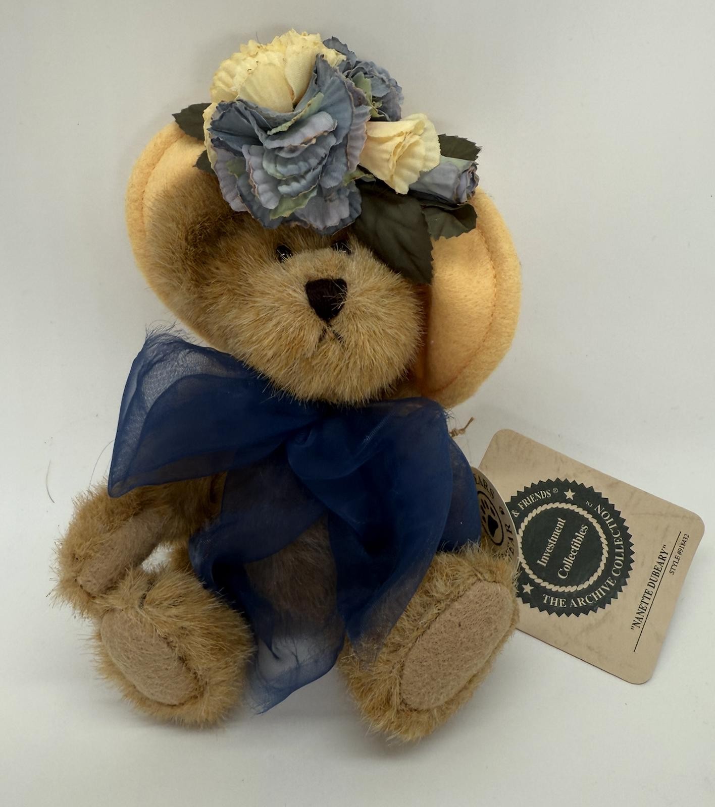 Boyds Bears Nanette Dubearry Floral Hat Bear 8″ w/ Tags