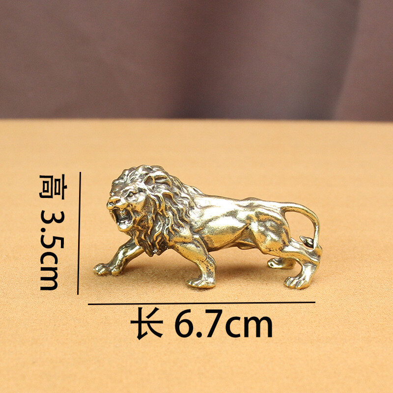 1Pc Brass Lion Male Lion Statue Decoration Animal Toys Home Office Decoration~