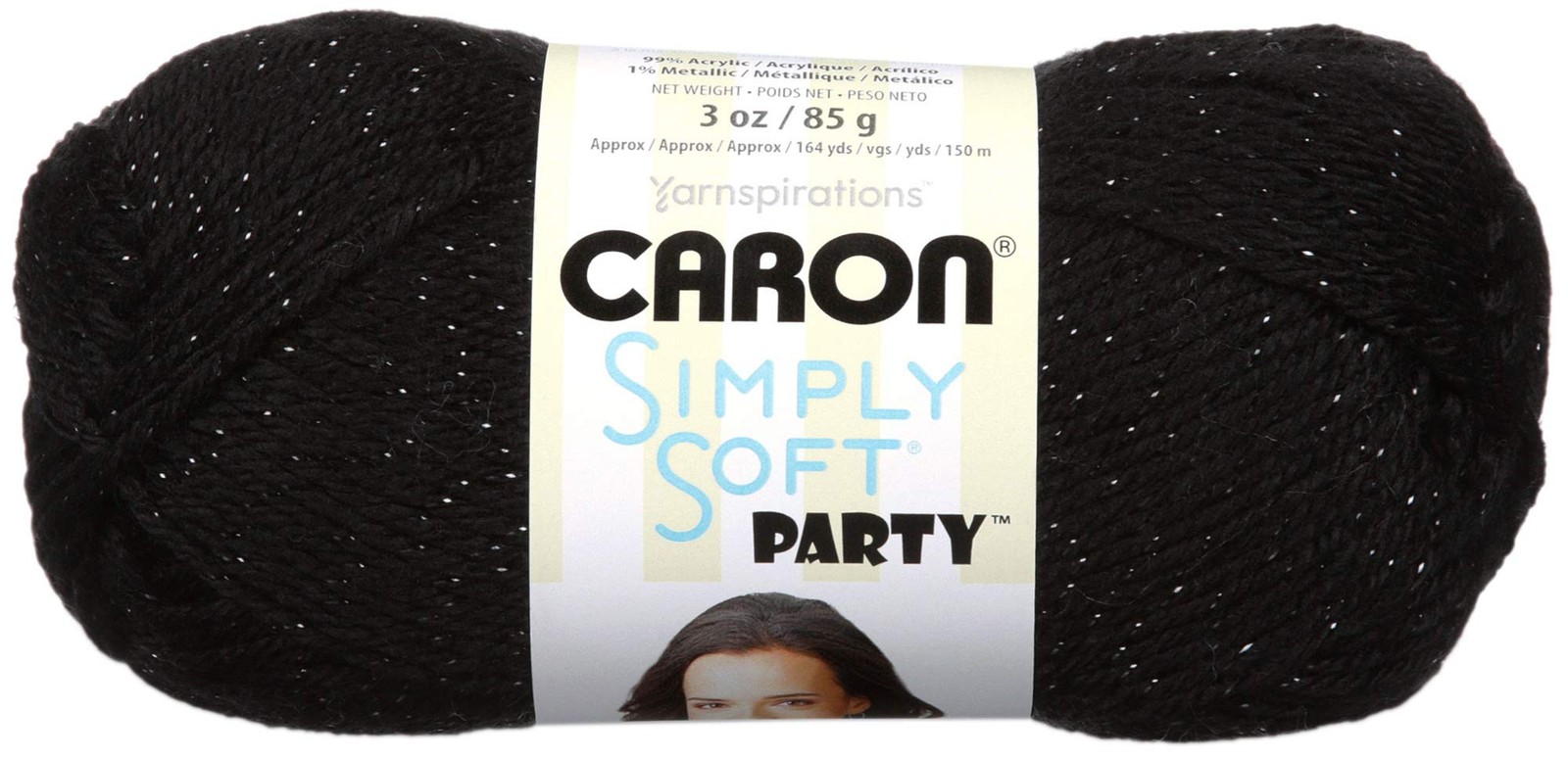 Caron H97PAR-7 Simply Soft Party Yarn – Black Sparkle