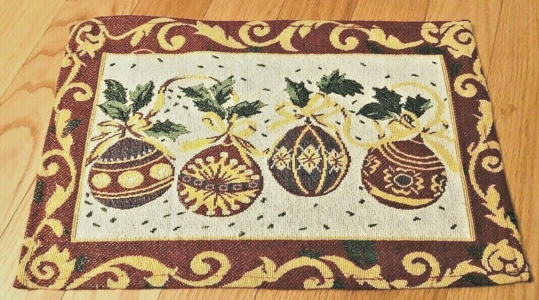 Table mars, 12 x 17, tapestry with Christmas Ornaments, a set of 2, new