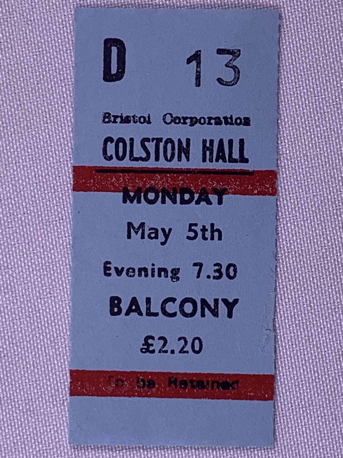 Yes Ticket Vintage Original Close to the Edge Tour Colston Hall Bristol 1975