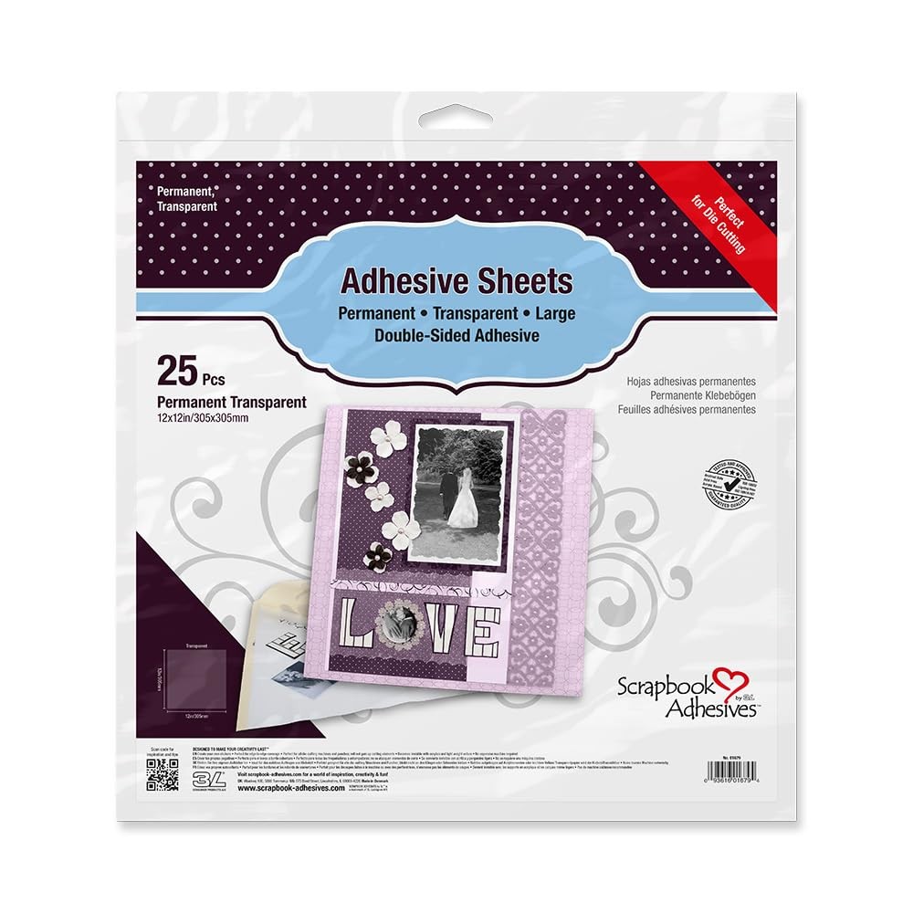 Scrapbook Adhesive by 3L, Adhesive Sheets, 12Inch x 12Inch (25 Pcs)