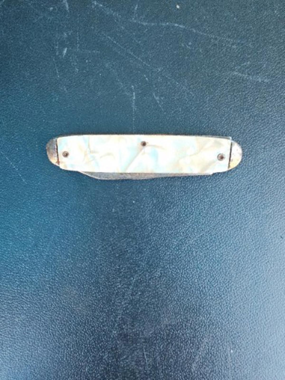 Vintage Florida Novelty Key Chain Pocket Knife 3.5″ White Pearl &gator Rare #191