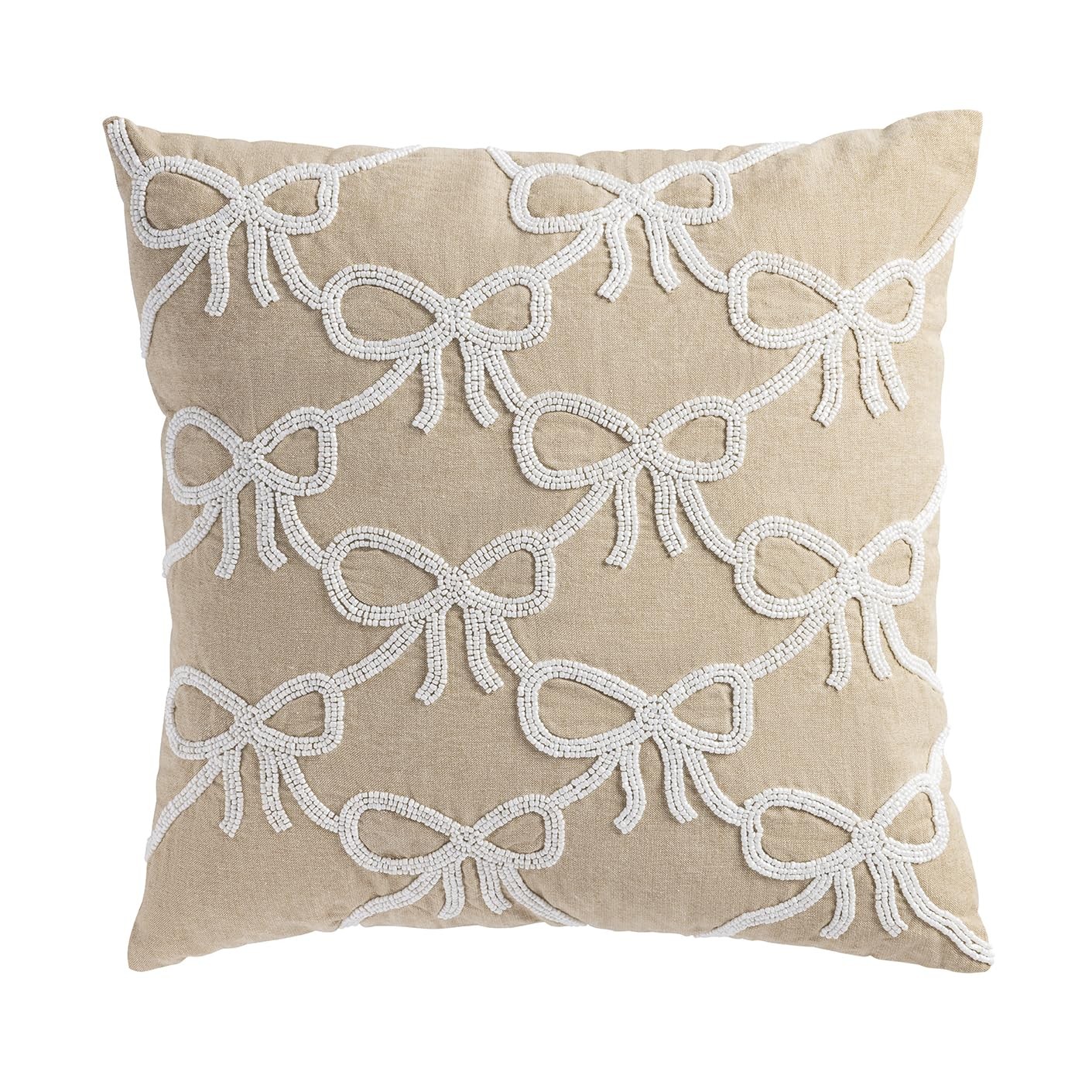 Mud Pie Square Beaded Bow Pillow