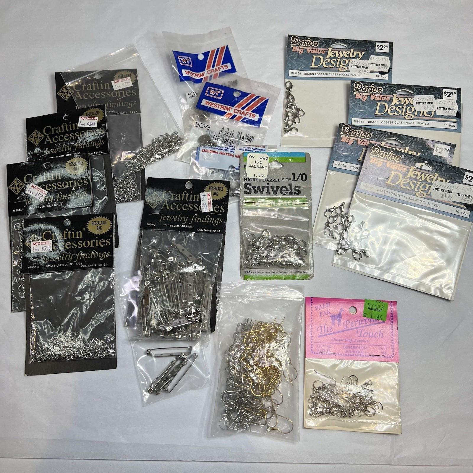 Junk Drawer Lot Of Vintage Hook N Loop Earring Studs Metal Clip Fasteners Ring