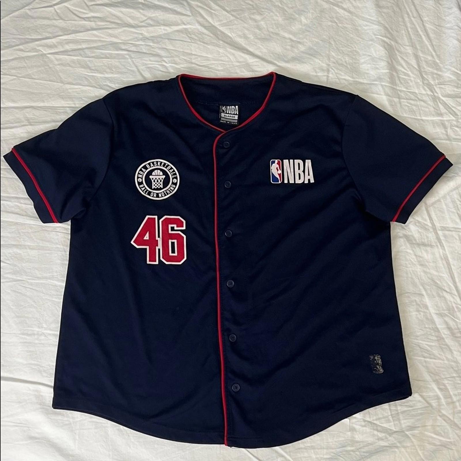 NBA #46 Baseball Style Jersey Blue Size XL