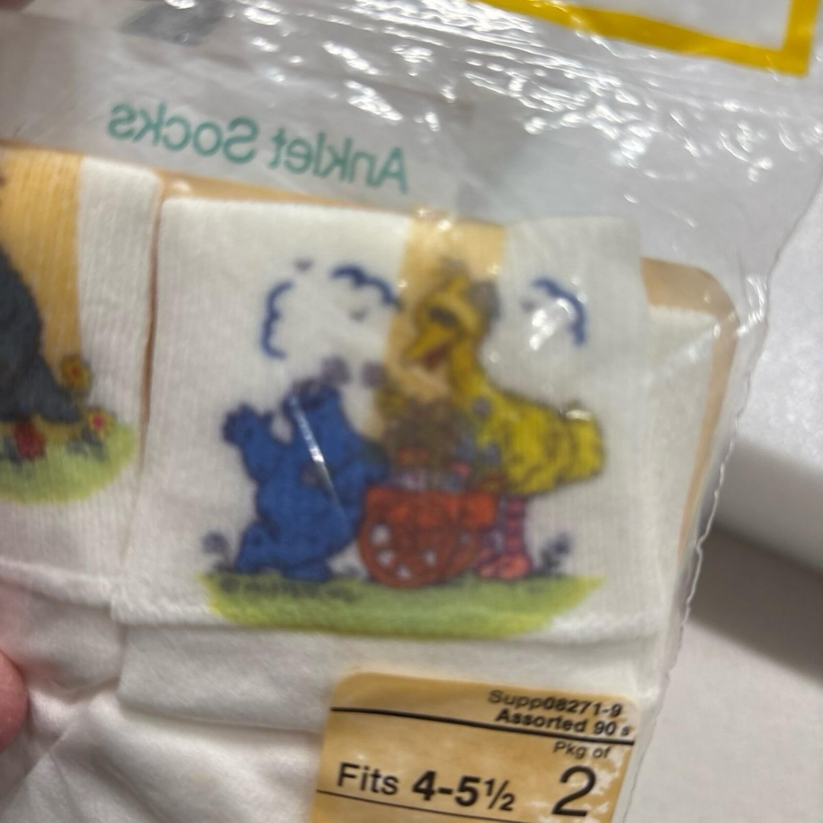 NIP Vintage 80s JCPenney Toddletime Sesame Street 2 Pair Anklets Socks 4-5 1/2