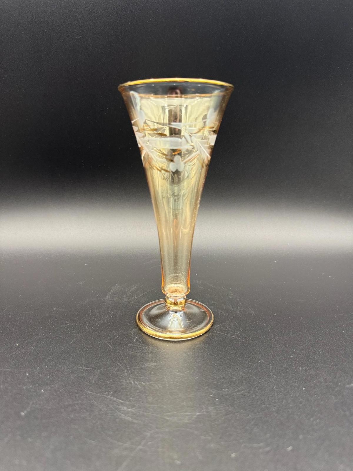 Royal Limited Etched Crystal Bud Vase with Gold Trim – Made in France