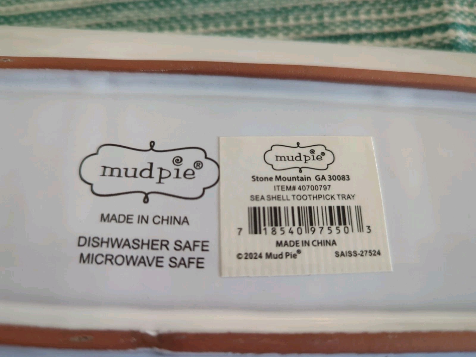Mud Pie Sea Shell Tray Caddy 2.75″ toothpicks, tray 4.25″x 11.25″ New, Tags