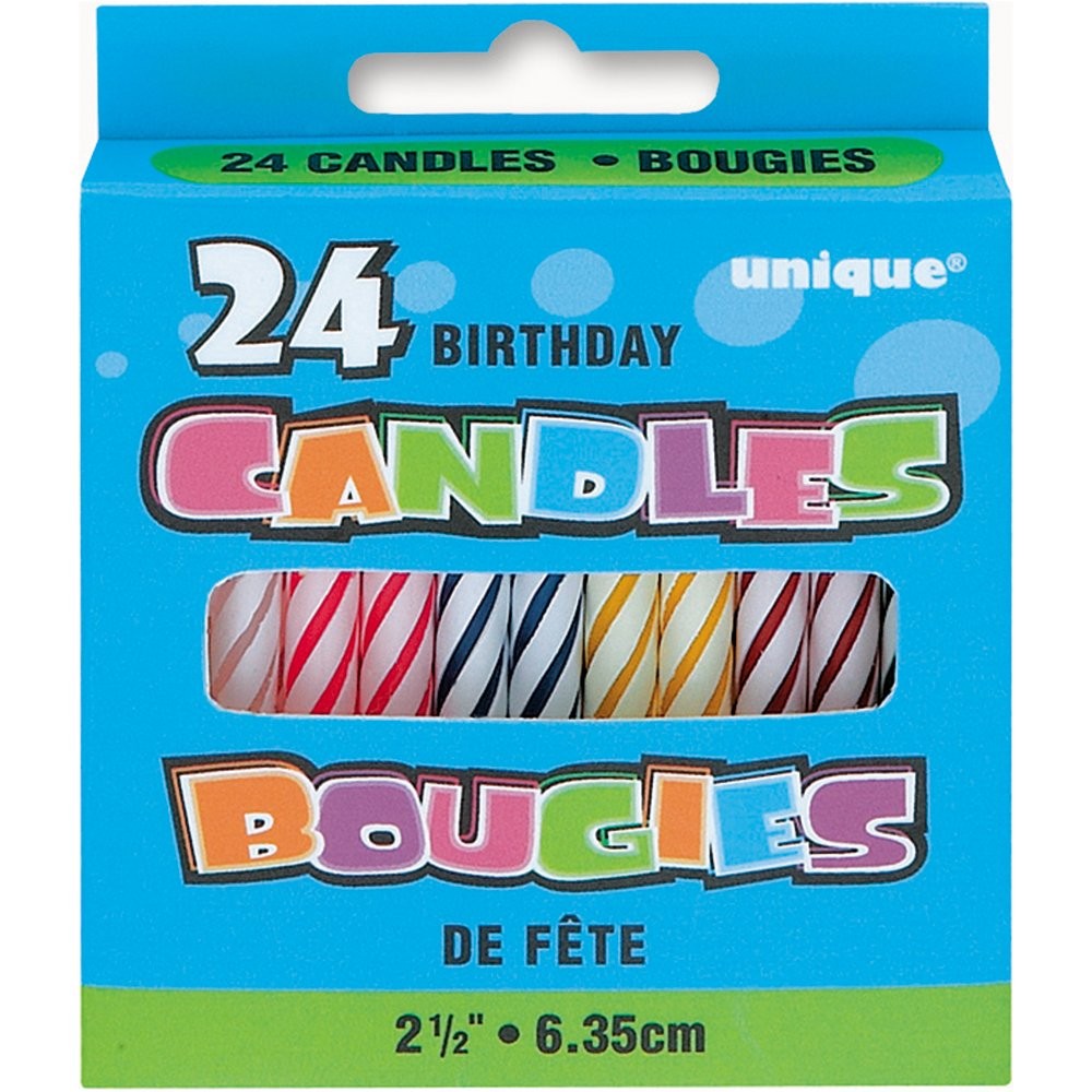 Unique Party Multicolor Spiral Birthday Candles 24 Count Functional Soy Wax