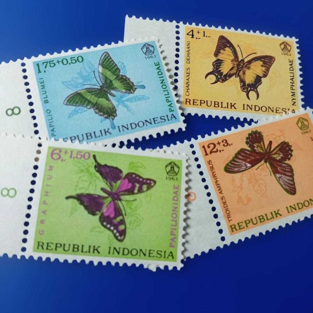 9901 Foreign Stamp Indonesia 1963 Beautiful Butterfly Set of 4