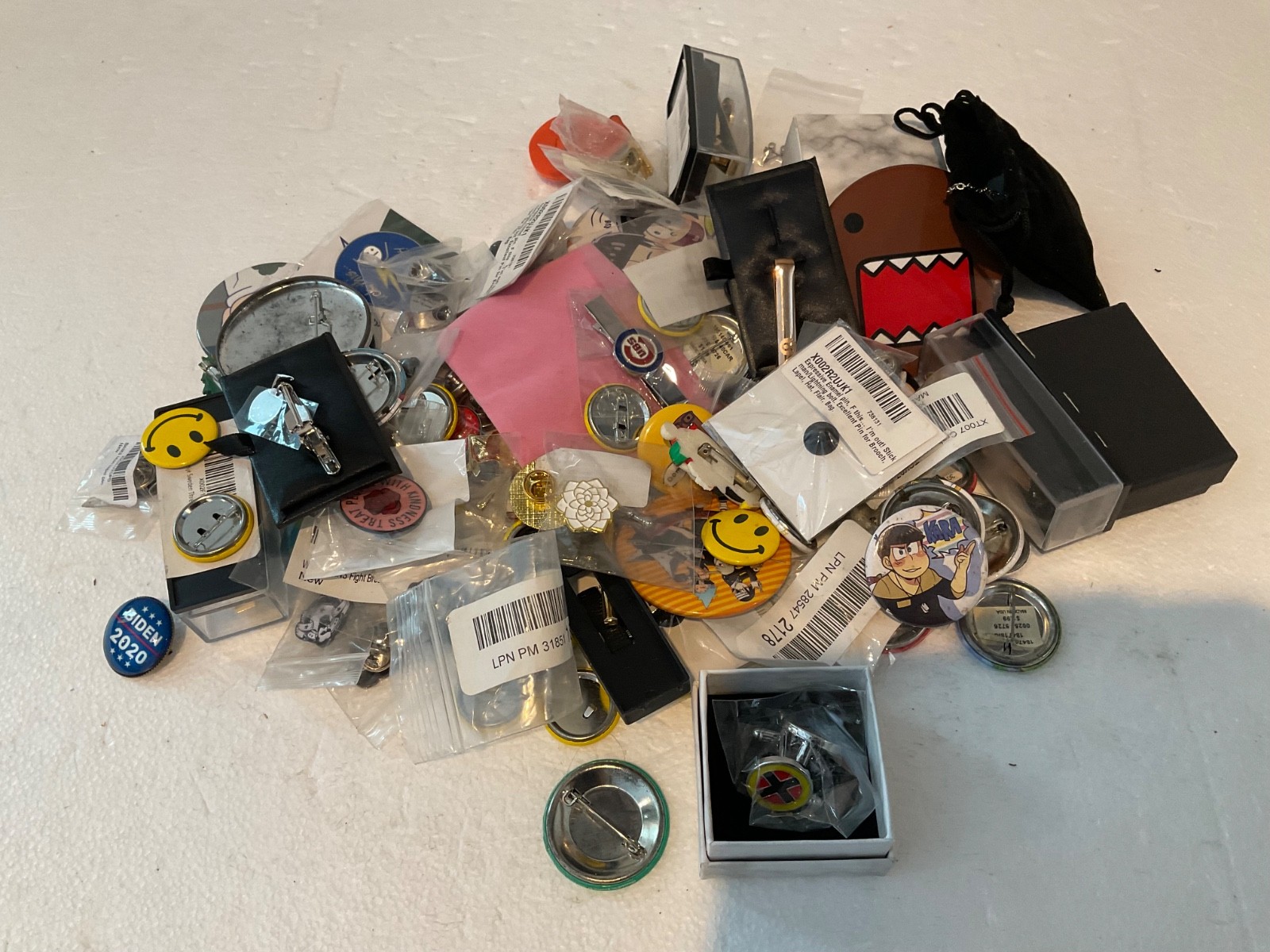 Junk Drawer Lot. Pin Back Buttons, Lapel Pins, Tie Tacks/Clasps, Etc, #7