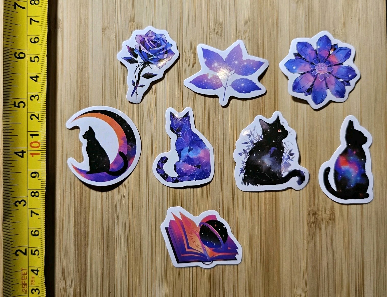 GALAXY CATS KITTEN FLOWER LOTUS BOOK OUTTER SPACE PLANT S92 CAT STICKERS LOT