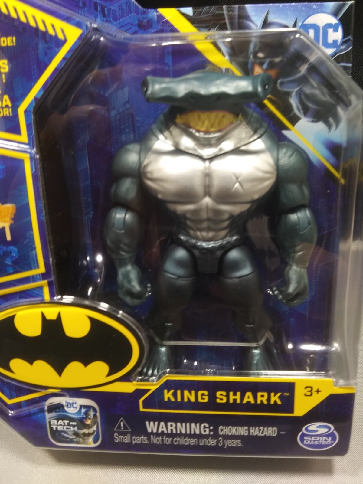 2022 DC King Shark Figure Silver & Blue 3 Surprise Accessories Spin Master New