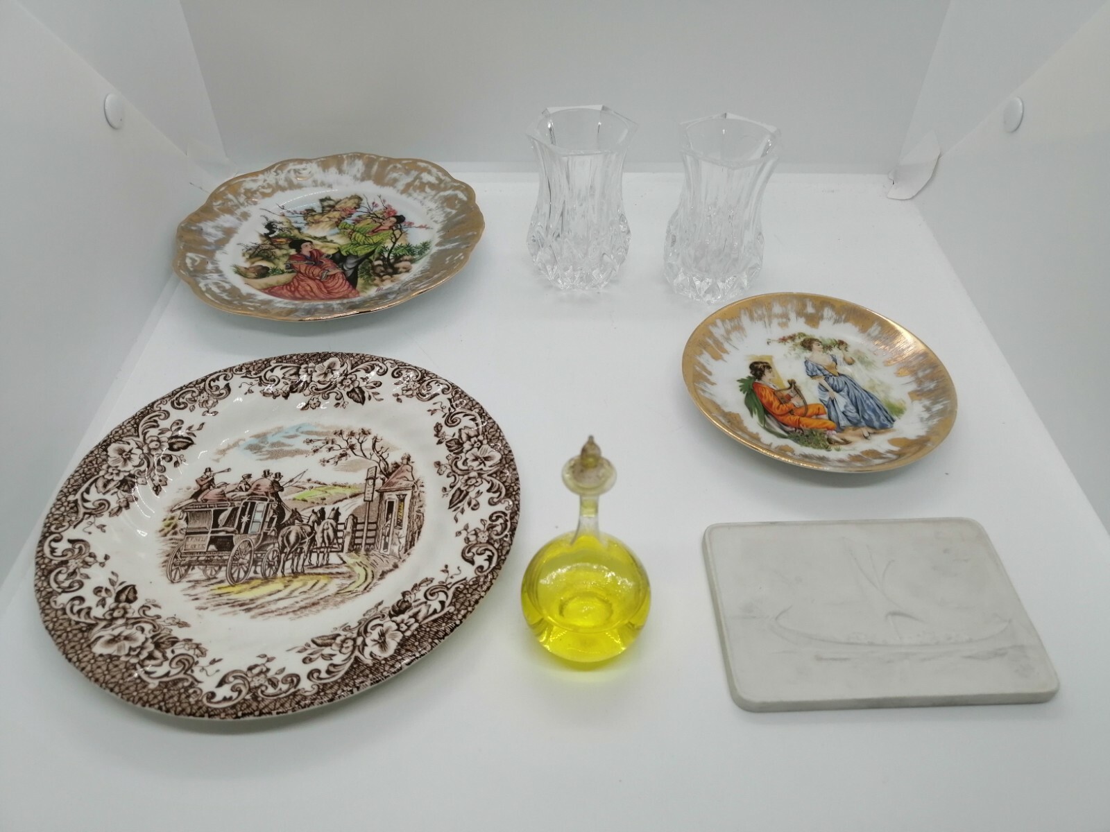 #1 Vintage and Antique Job Lot Collectable Items Mixed Dishes candlesticks decor