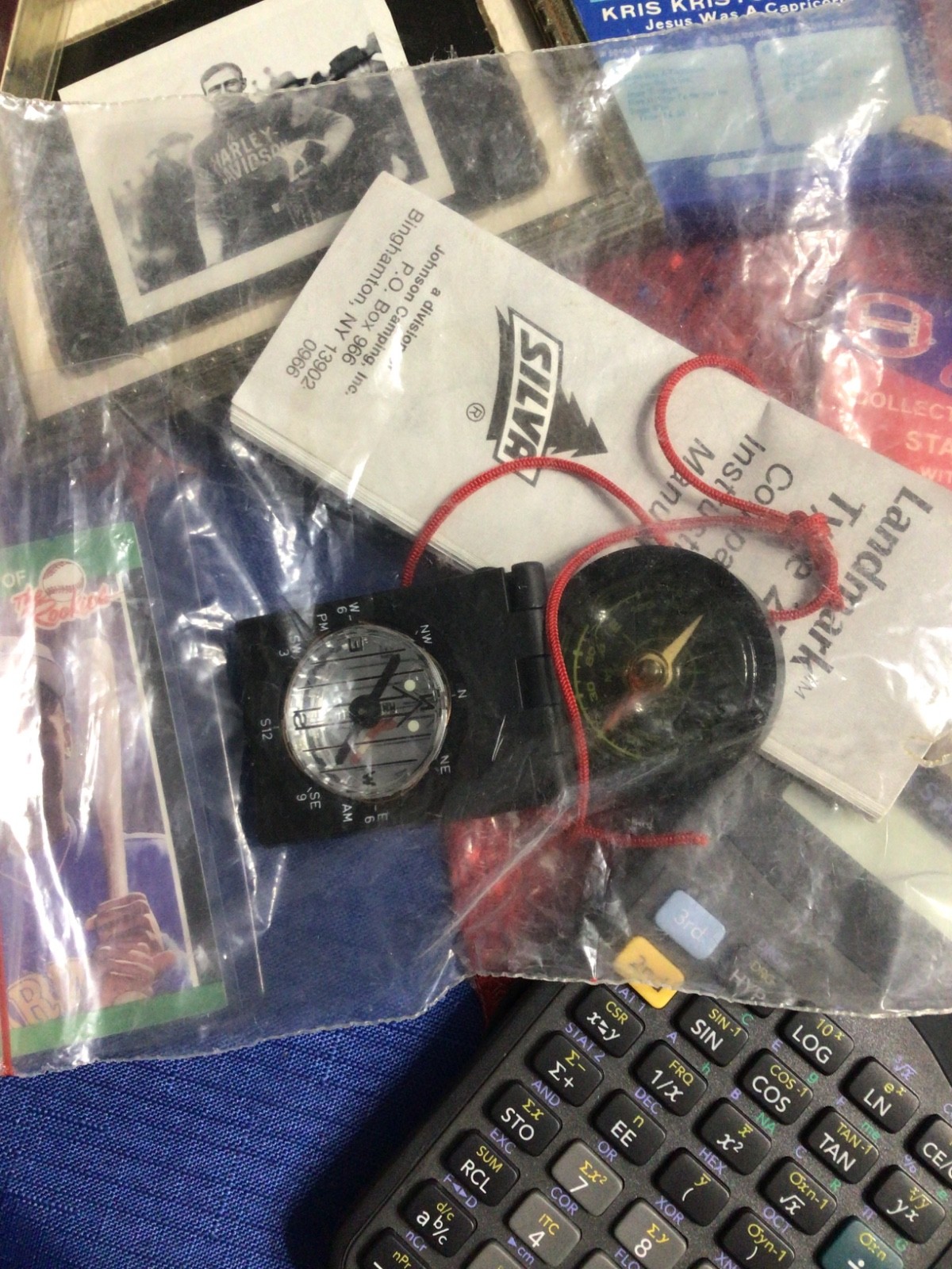 Junk Drawer, Rookie Griffey, Snowglobe, Calculator, Compass , Dice, Decals, book