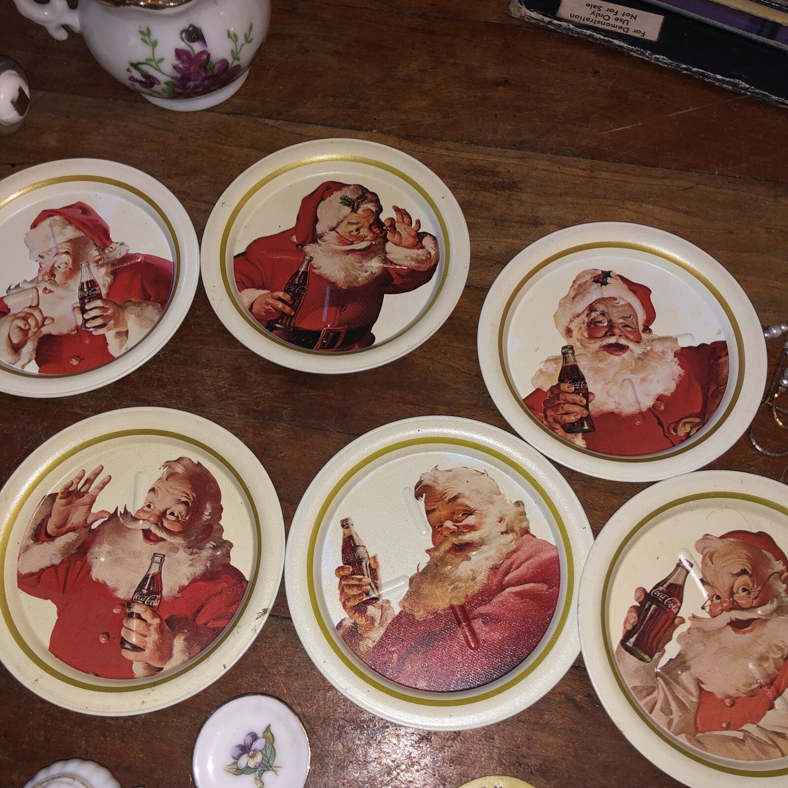 junk drawer lot of misc items – Violet China / Beef King Tokens / Coasters