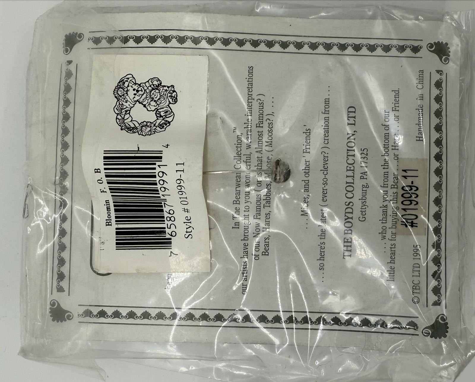 Boyds Bearwear Brooch Lot – 1995 Bloomin’ F.O.B Pins