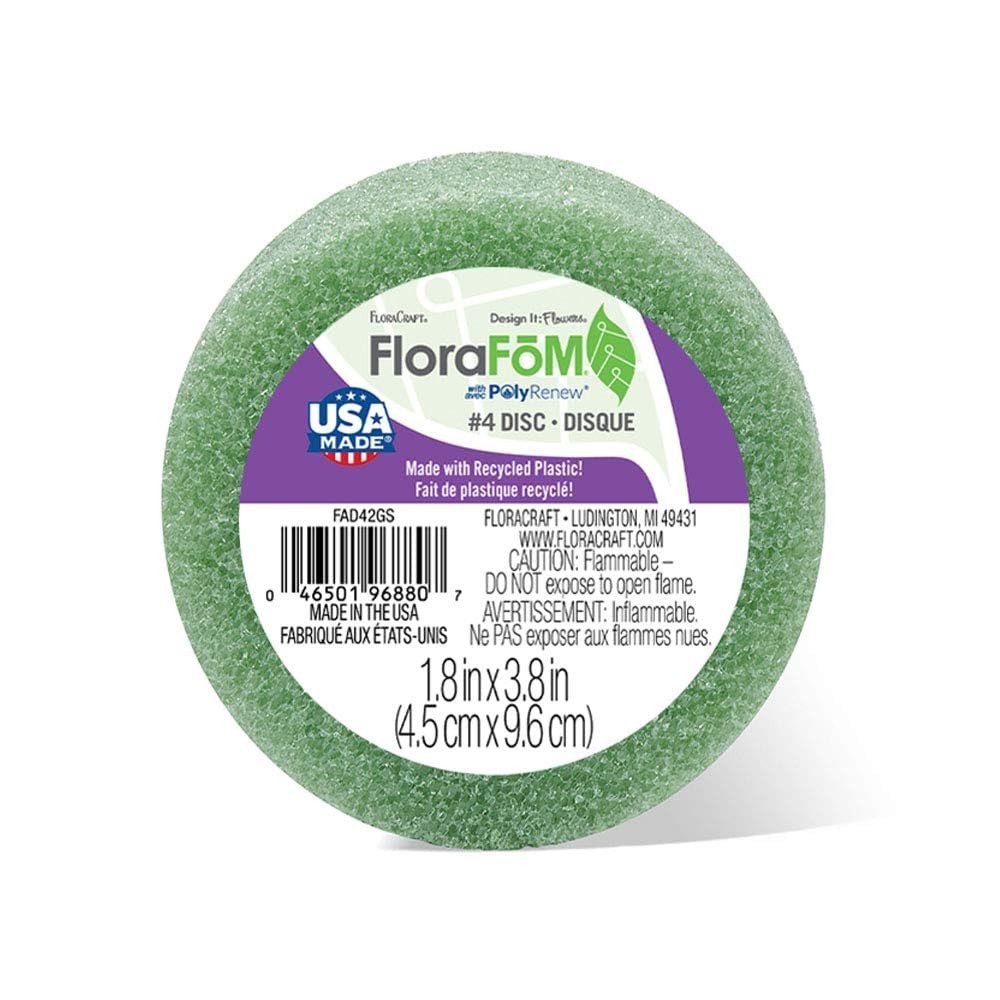 Flora Craft Styrofoam Disc Arranger, 3-7/8 by 1-15/16″, Green