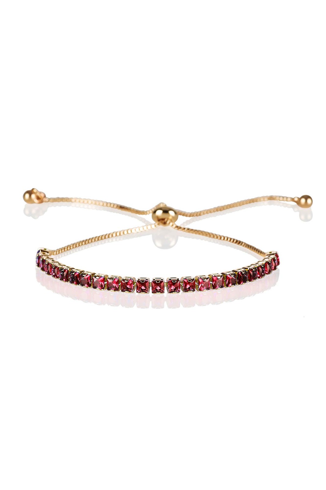 ZAVANA Adjustable Bracelets for Women, Ruby Red Bracelet for Women, Dainty Gold