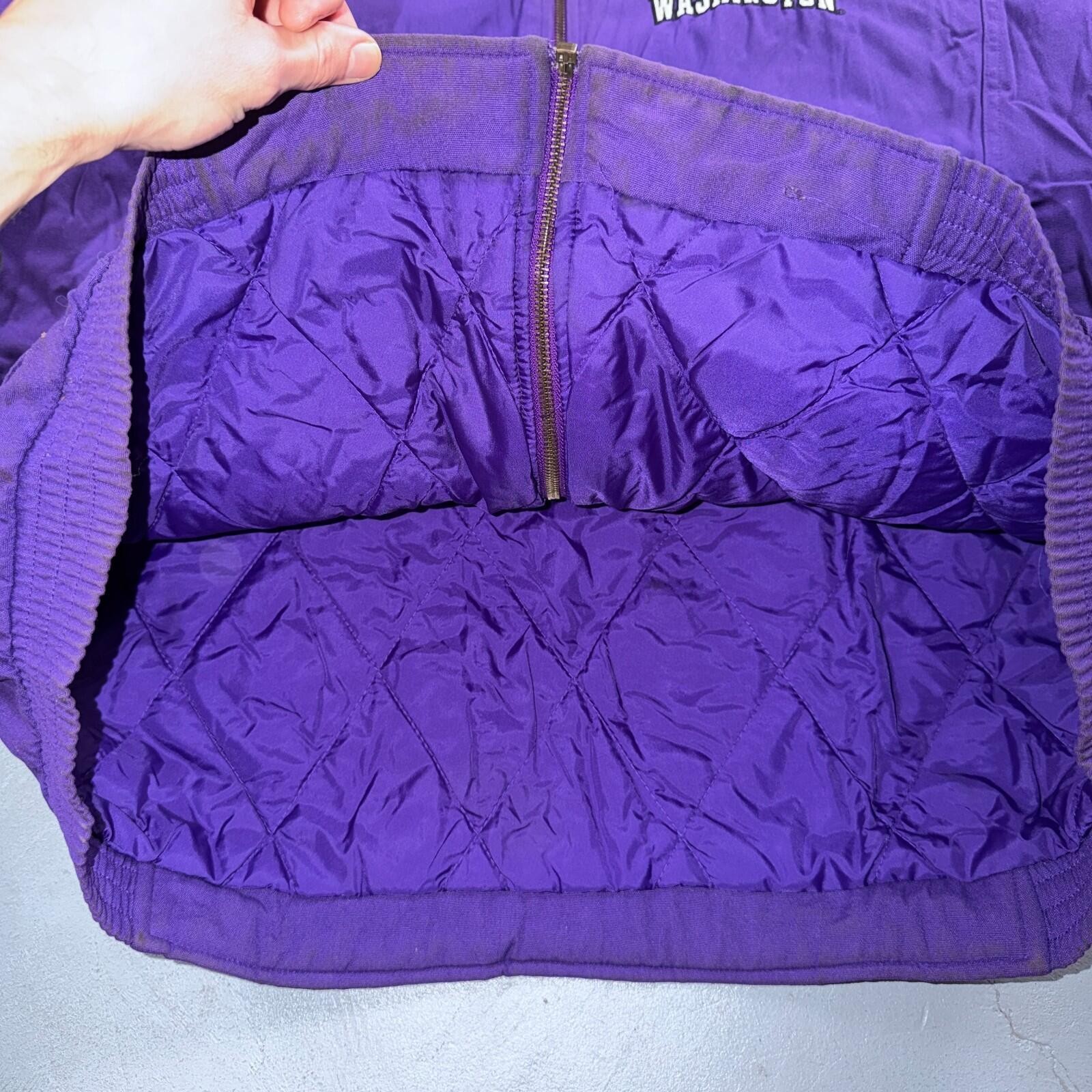 Nike VTG 90s University of Washington Huskies Team Jacket Puffer Large DIRTY
