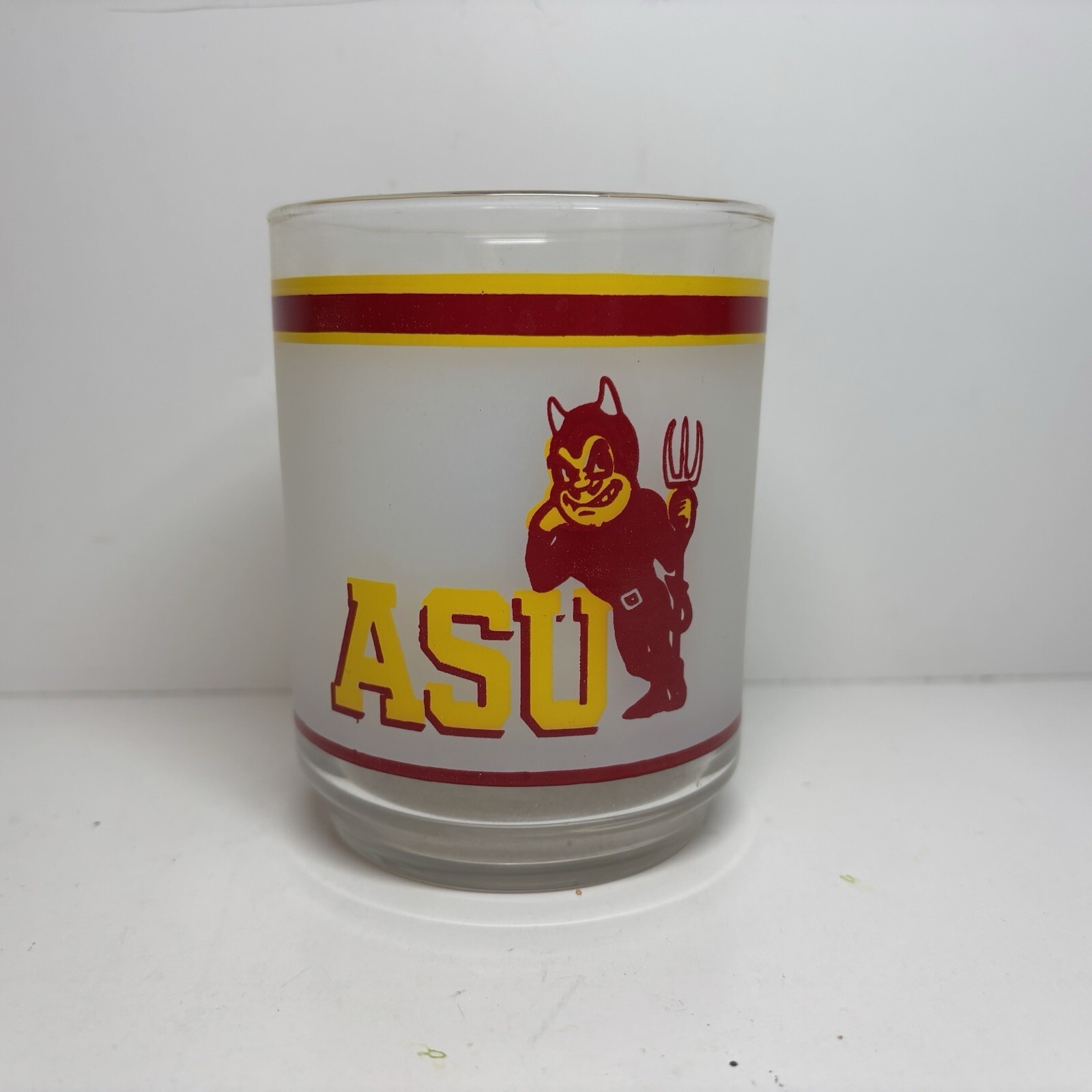 Vintage Arizona State University Sparky Frosted Glass Mobil Gas ASU Sun Devils