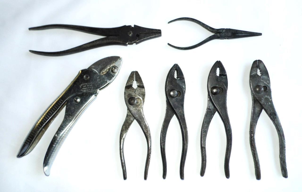Mixed Vintage Junk Drawer LOT OF 7 PLIERS, CUTTER AND OTHERS – MOST FORGED