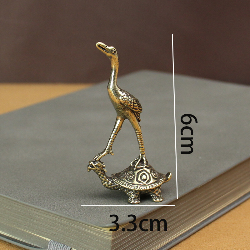 1x Brass Turtle Crane Crane Ornament Longevity Statue Decoration Animal Statue~