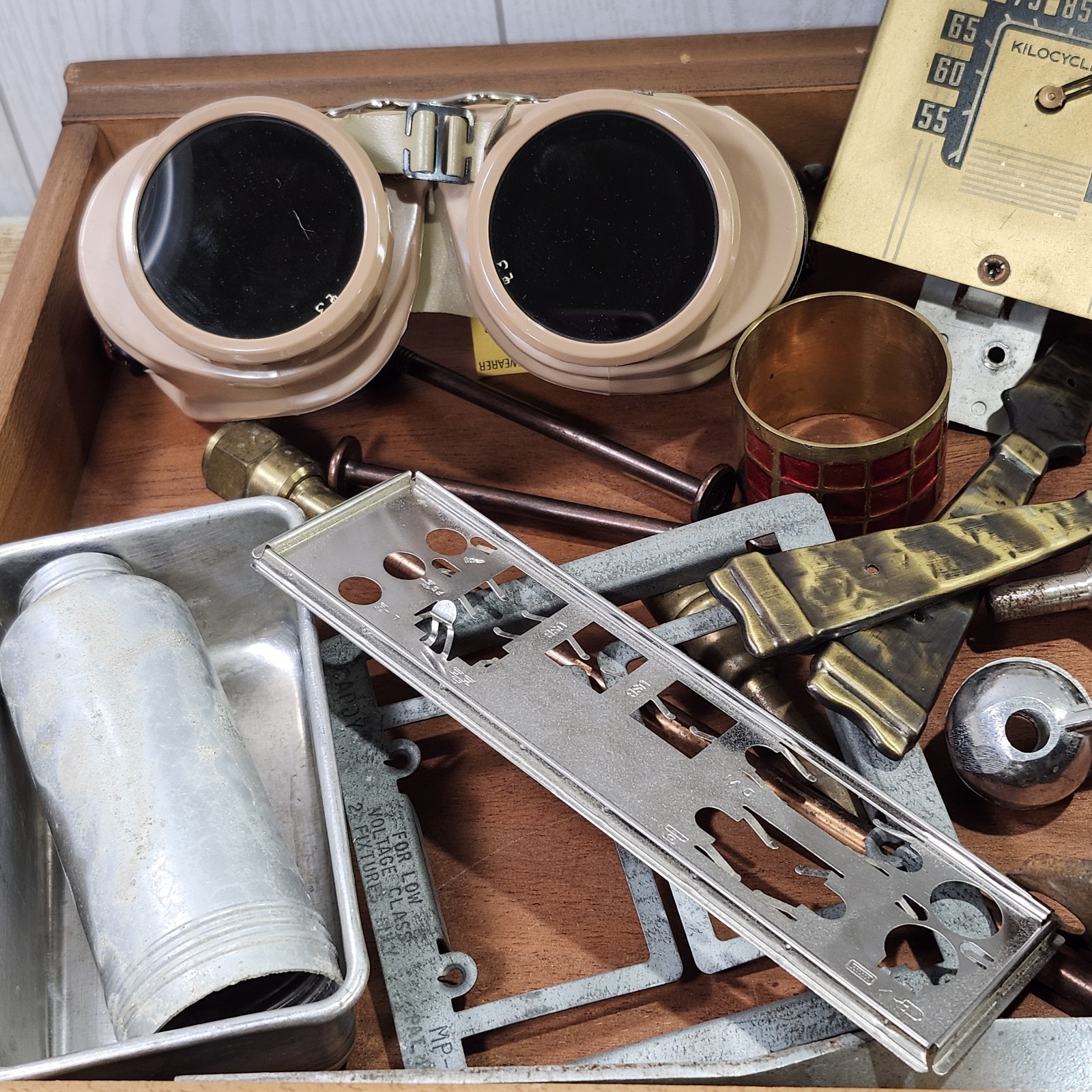 Junk Drawer Mixed Metals Industrial Steampunk Art Assemblage