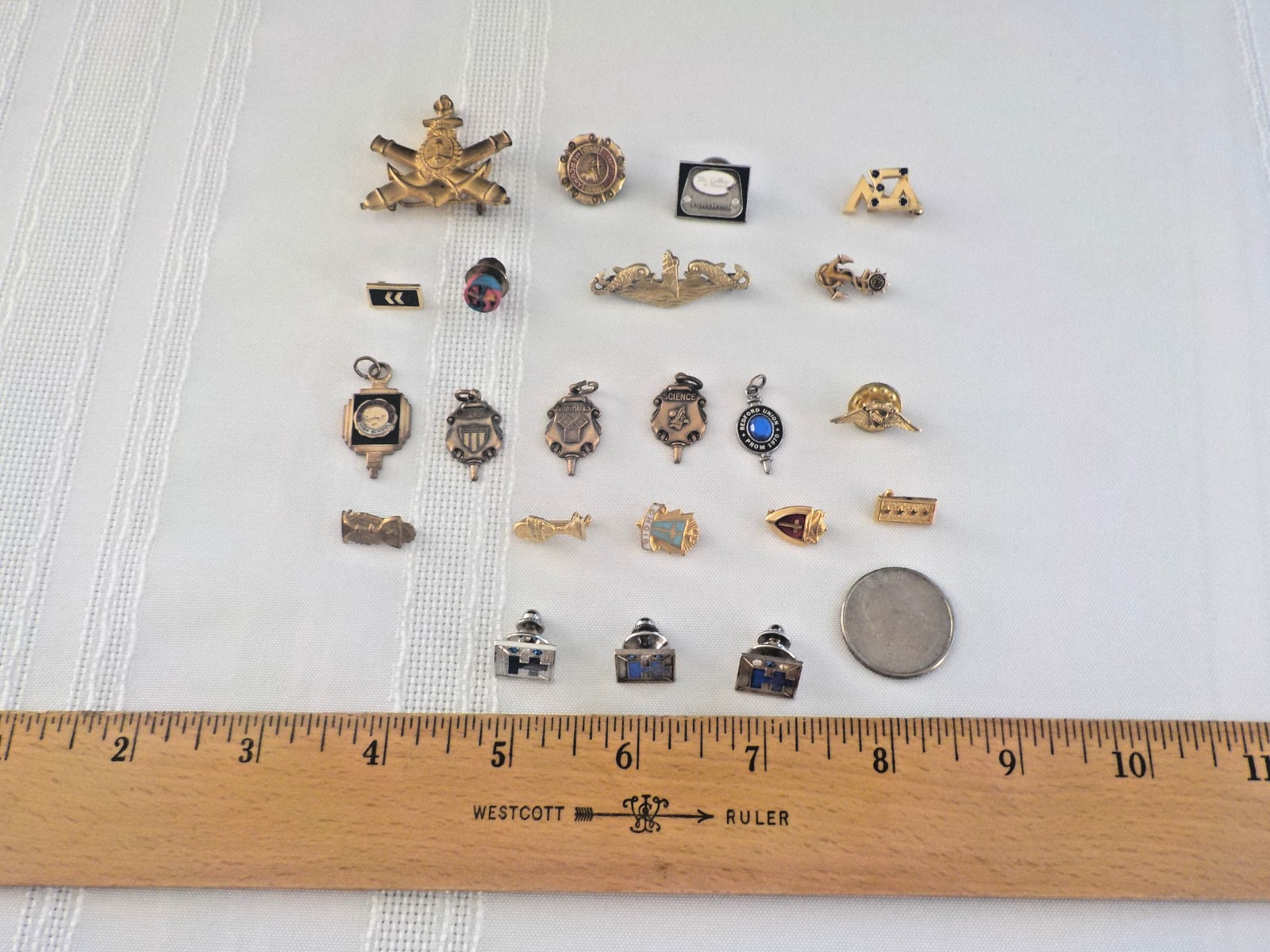 Military Pin H Diamond School Charms Religious 925 1/20 & 1/10 GF & Metal MixLot