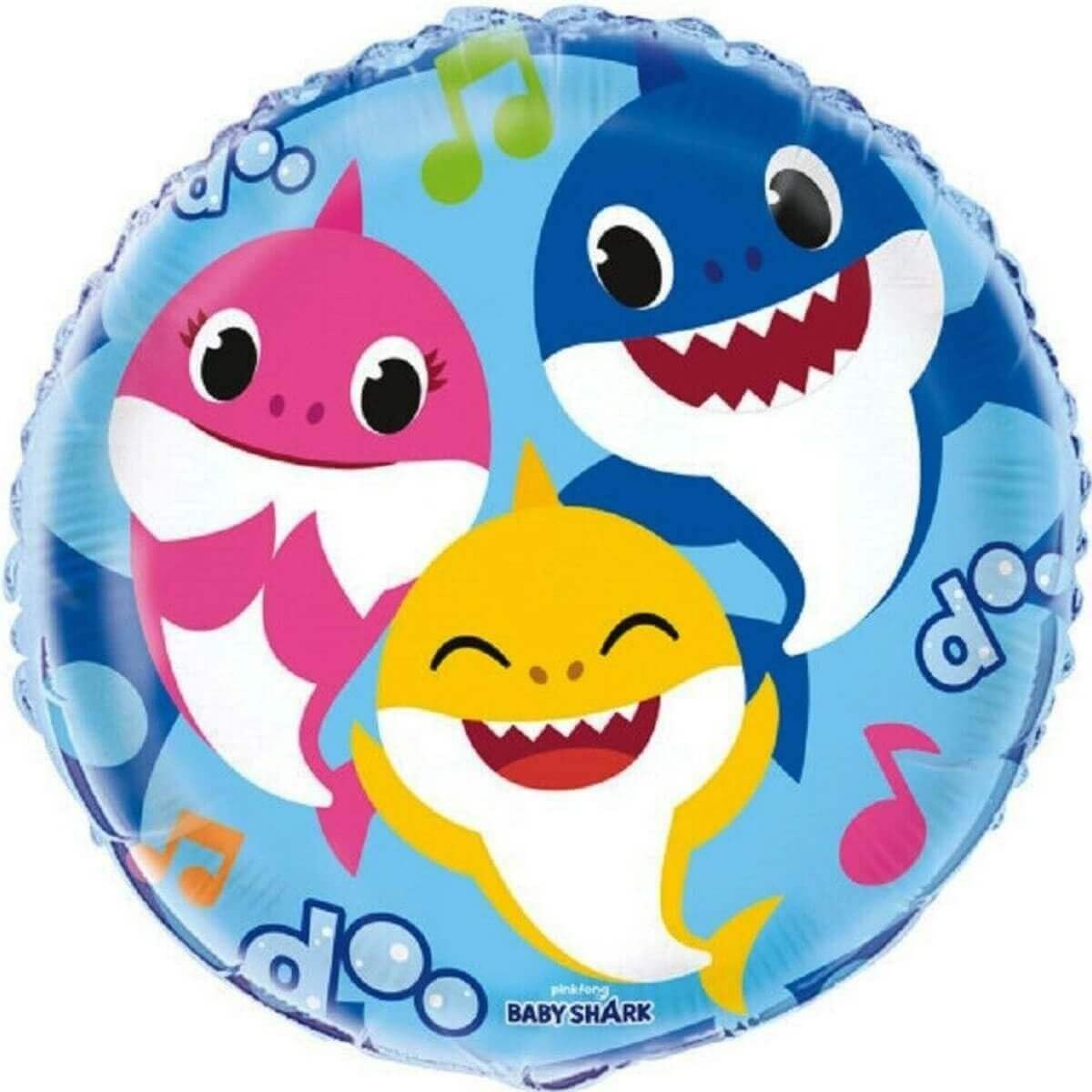 Baby Shark 18″ Round Foil Balloons, 12-Pack, Multicolor Party Decor