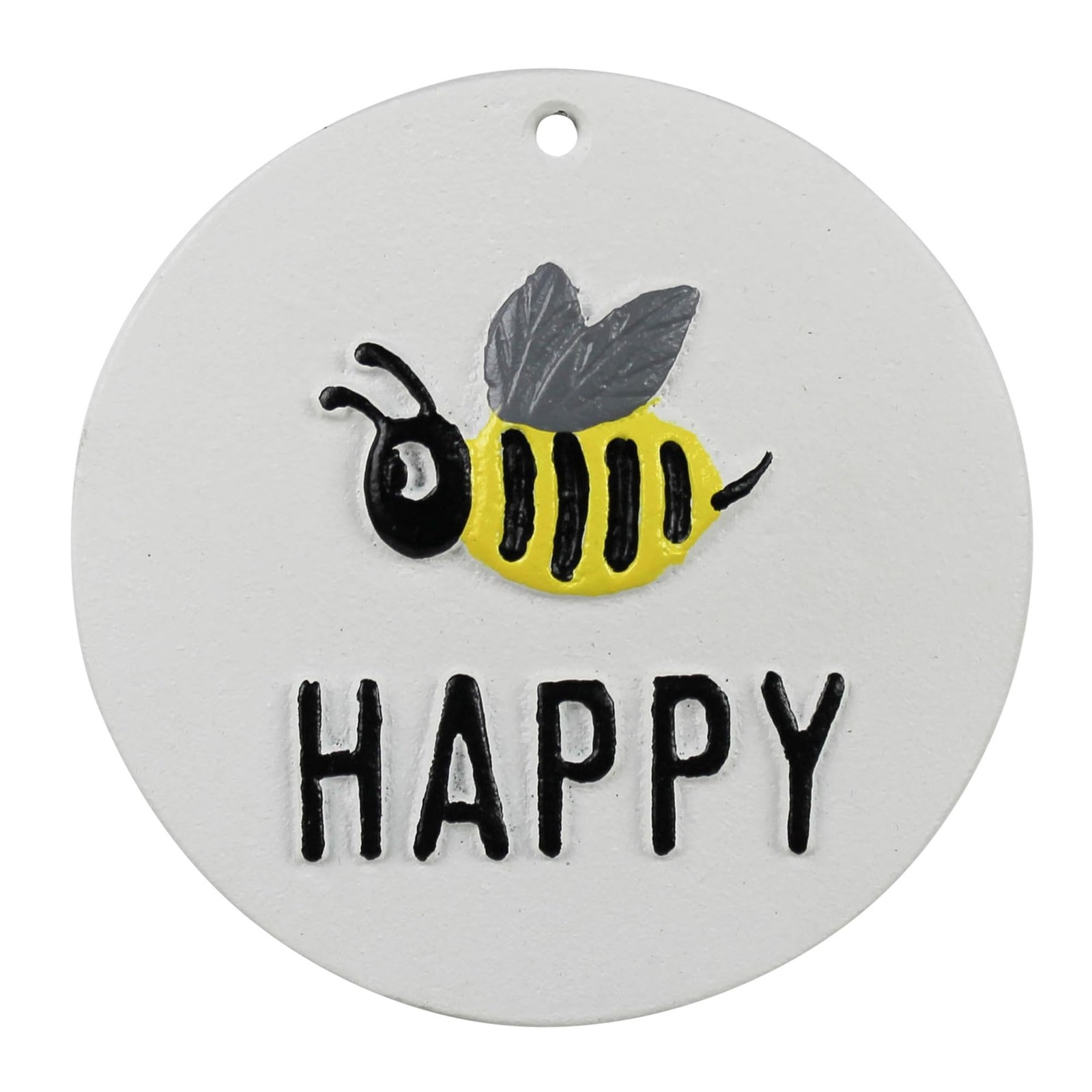 HomArt Bee Happy Sign, 5-Inch, Cast Iron