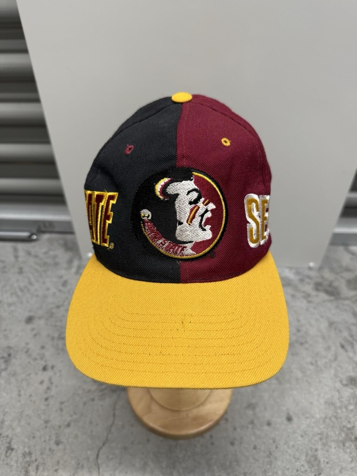 Vtg 90s FSU American Needle Blockhead Snapback Florida State Seminoles Wool Hat