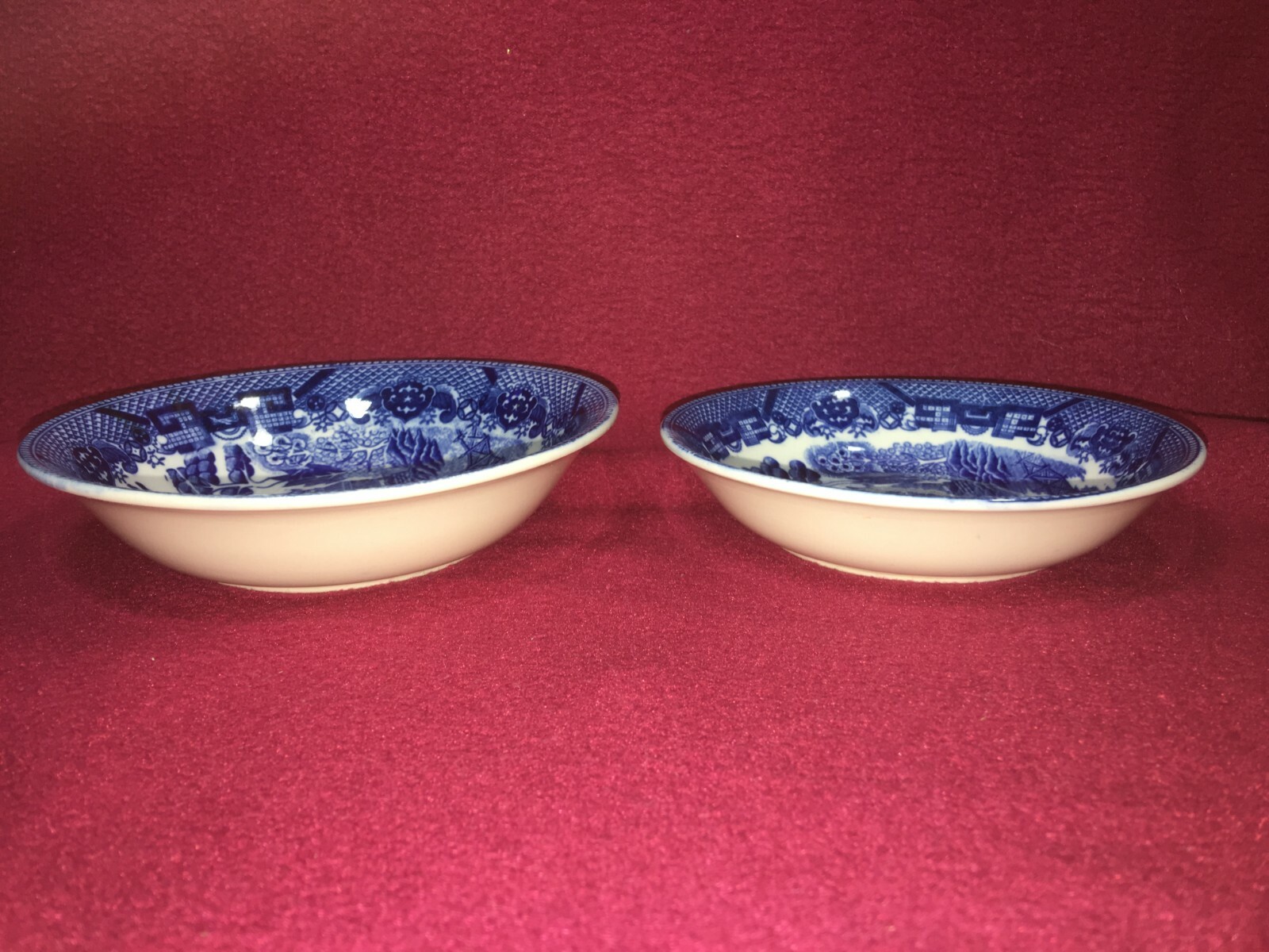 1950s Set of 2 Japan Blue Willow and Birds Saucers