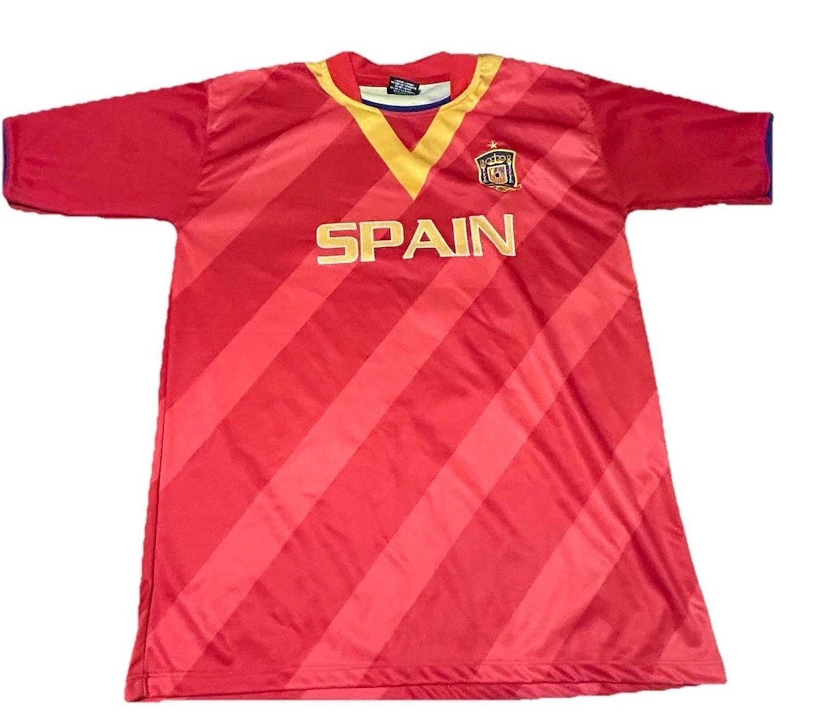 Spain Soccer Jersey Red Gold Stripes Retro Style Men’s S/M Drako
