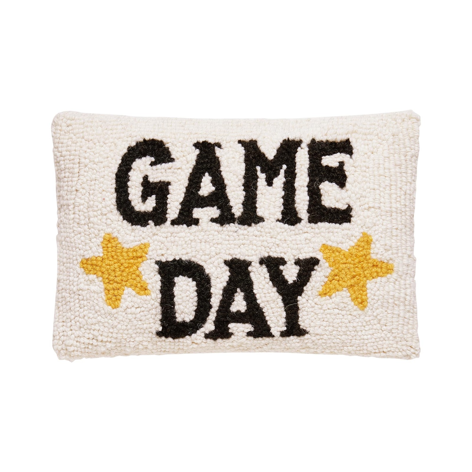 Peking Handicraft Game Day Hooked Throw Pillow 12 Inch Cream Black Yellow