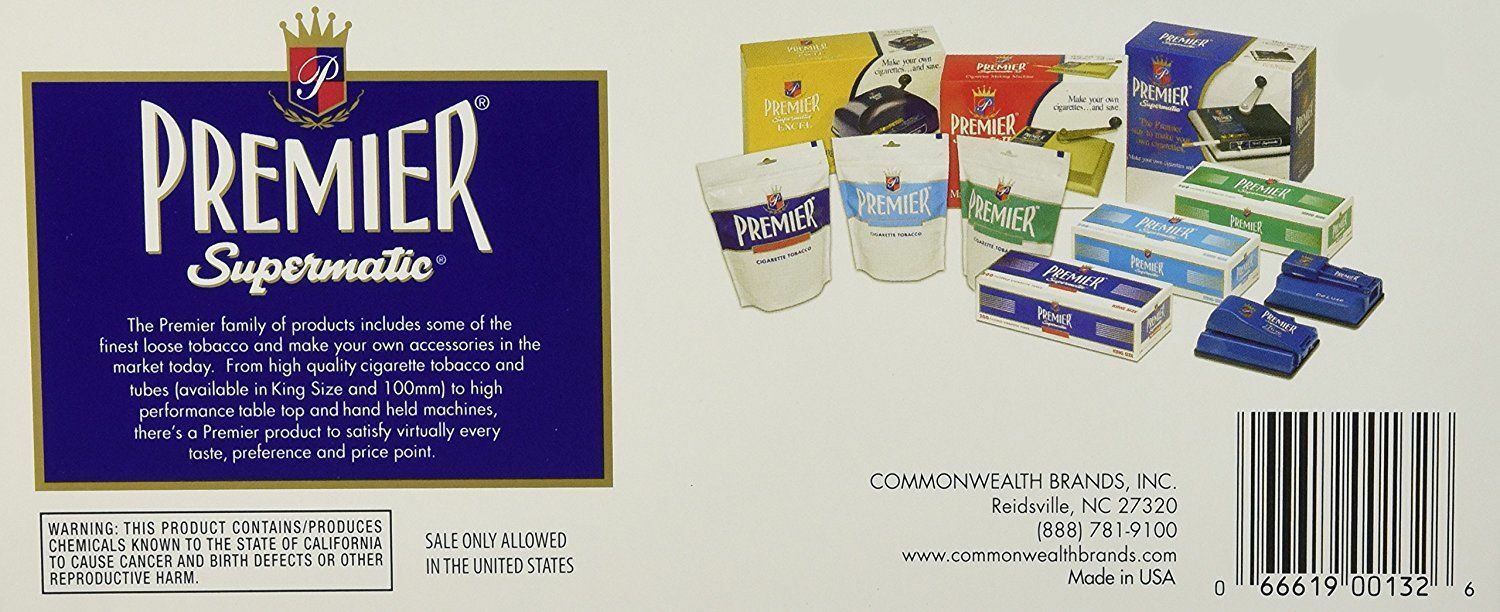 Premier Full Flavor King Size – 2 Boxes – 200 Tubes Box Supermatic