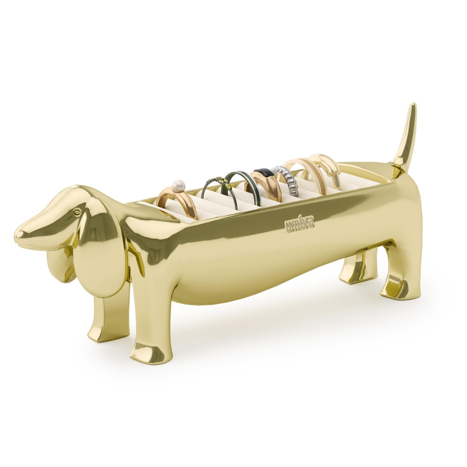 Umbra Dachsie Ring Holder, Brass Dachshund Jewelry Organizer