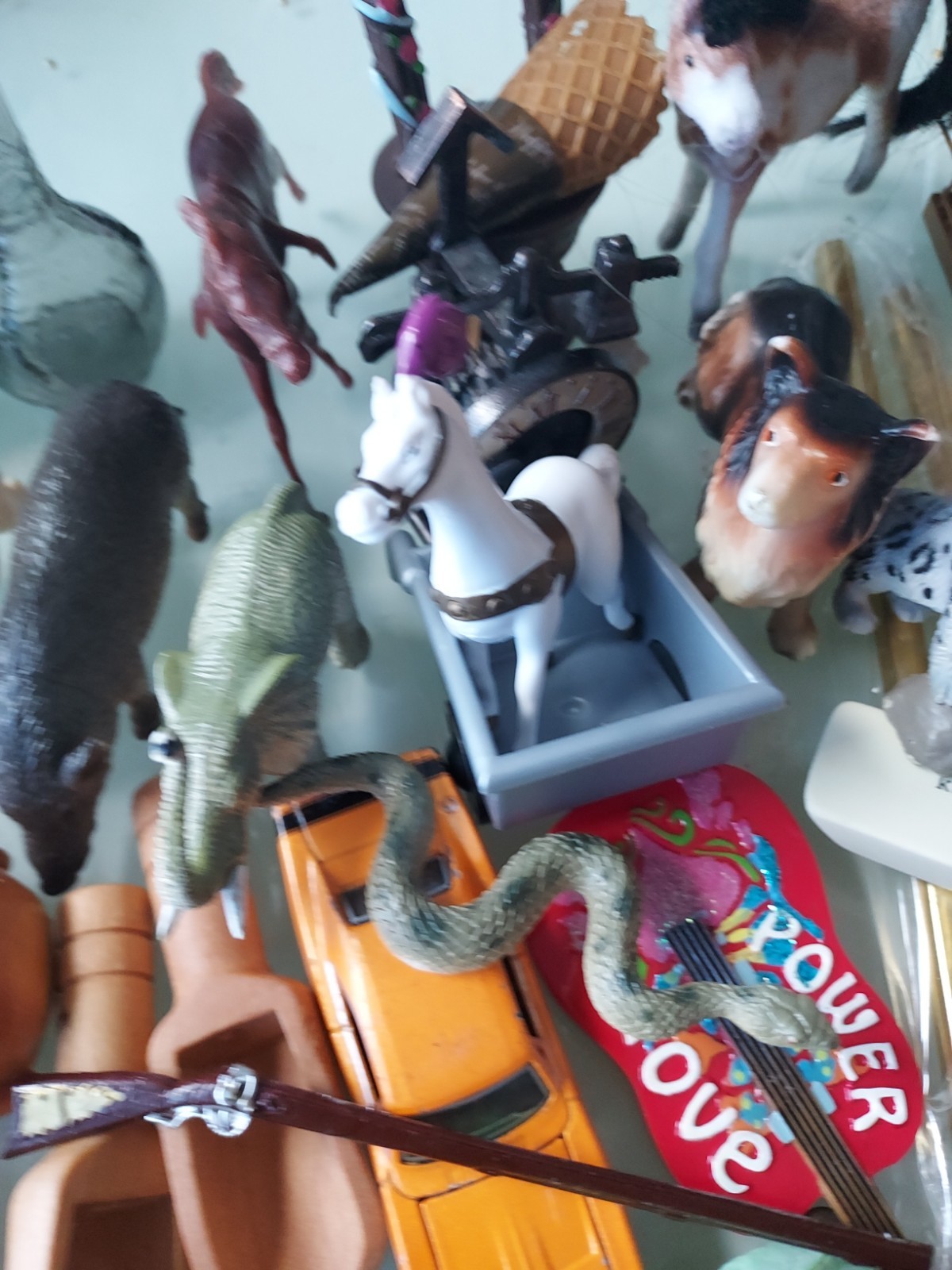Box Of 75+ Smalls Figures Animals Objects Toys Minis Dollhouse Dioramas Vtg new