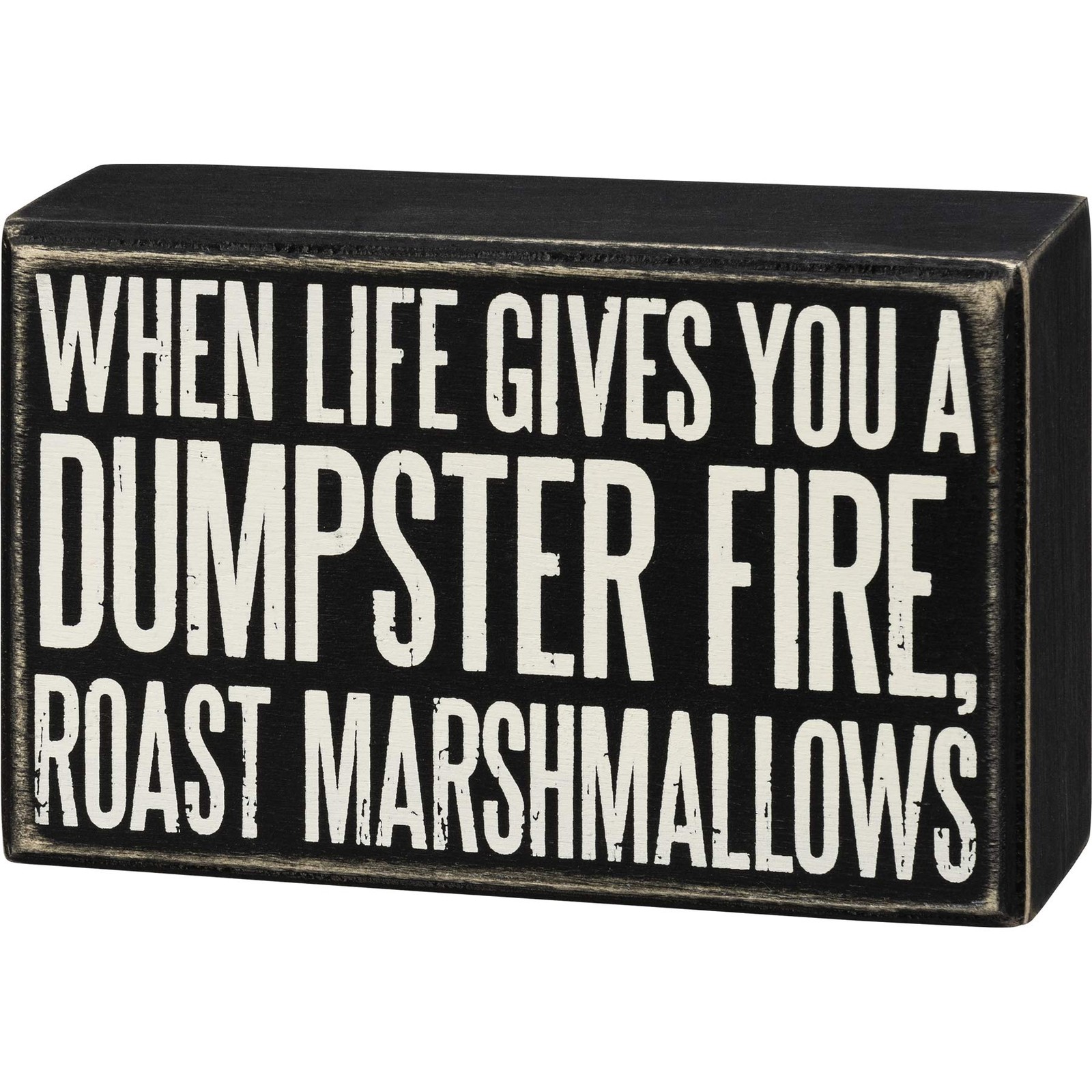 Primitives by Kathy Box Sign – Roast Marshmallows, 5.5×3.5 inches, Black, White