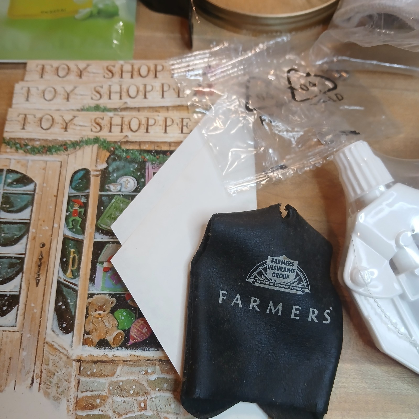 Junk Drawer Lot #1 New Gloves, New Spray Handle, Farmers Coozie 3 Buttons& More