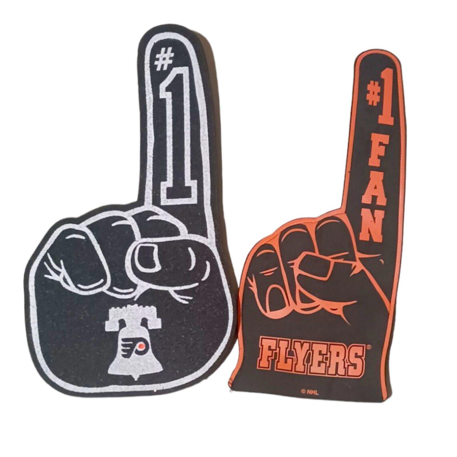 Vintage Lot 2 Philadelphia Flyers Hockey 19″ Orange Black Foam Fan Game Finger