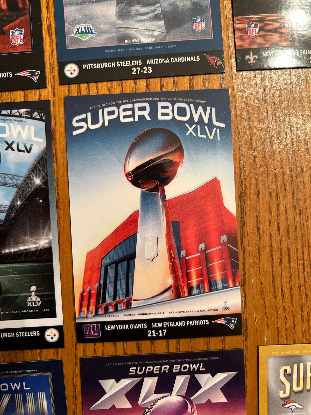 Super Bowl 41-50 FRIDGE MAGNETS XLI-L 2000s 2010s football fandom poster art