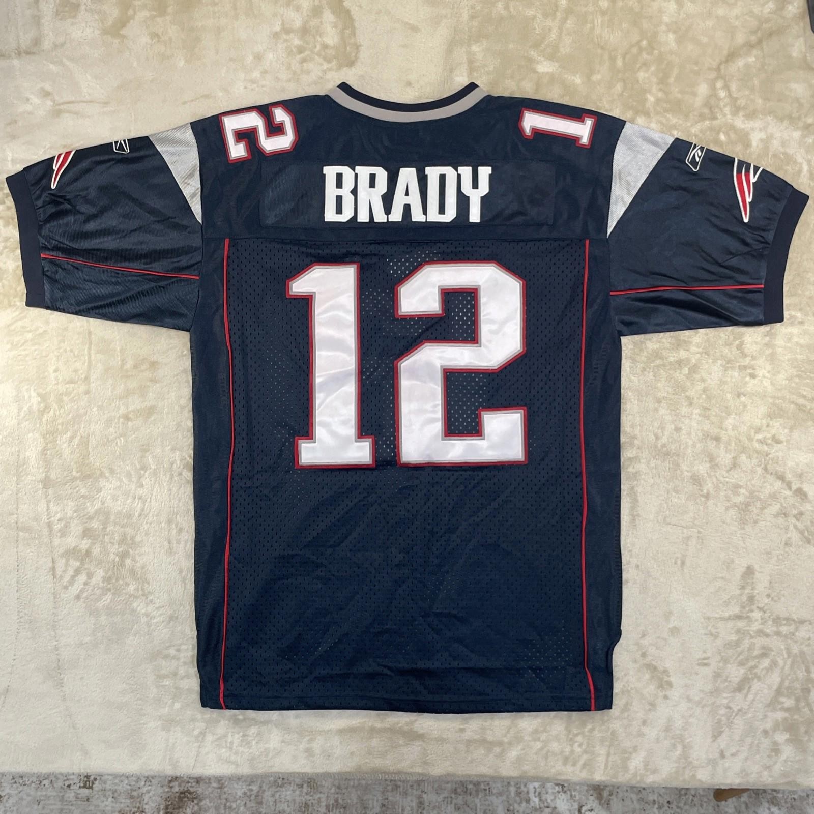 VTG Reebok New England Patriots Tom Brady #12 Blue Jersey Unisex Adult Sz 50 NWT