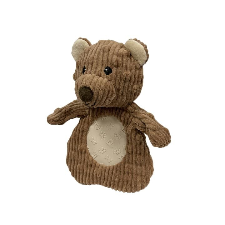Pet Lou Pocket Dotty Friends 3.0 – Teddy Bear Dog Toy, 7-Inch, Gray