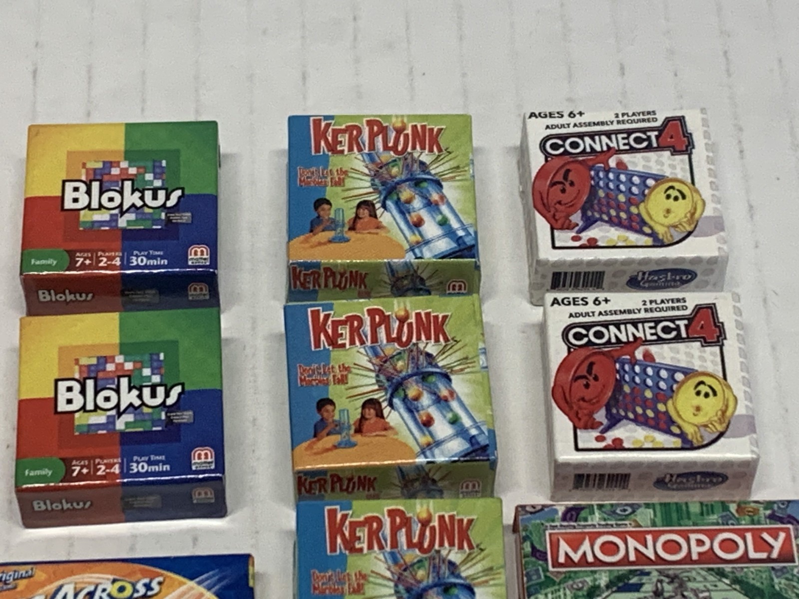 WORLDS SMALLEST MICRO TOY BOX SERIES 1, GAMES X27. MONOPLY,UNO,TINKER TOYS ECT