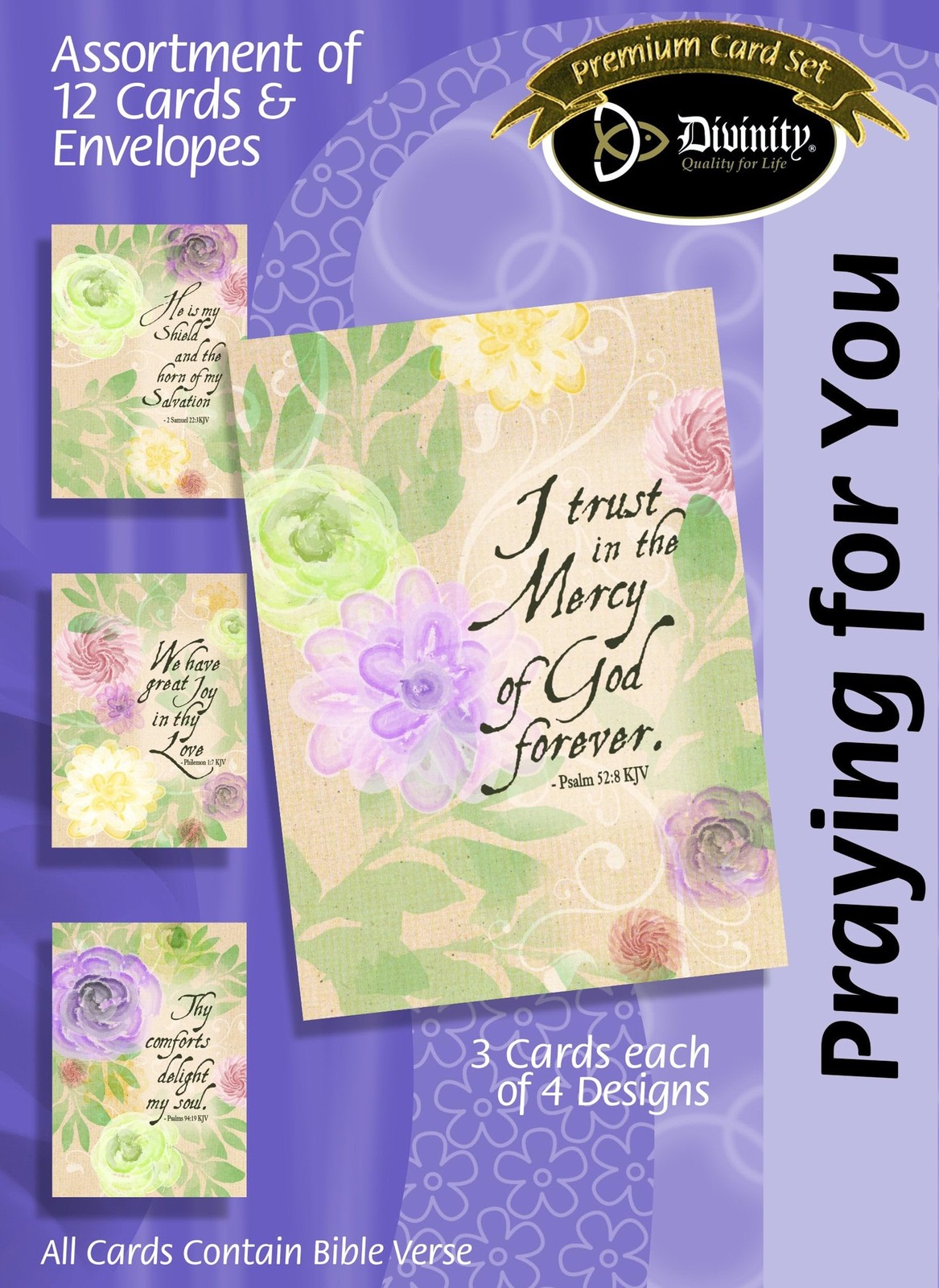 Boxed ‘Praying For You’ Cards with Bible Verses – Set of 12 – KJV