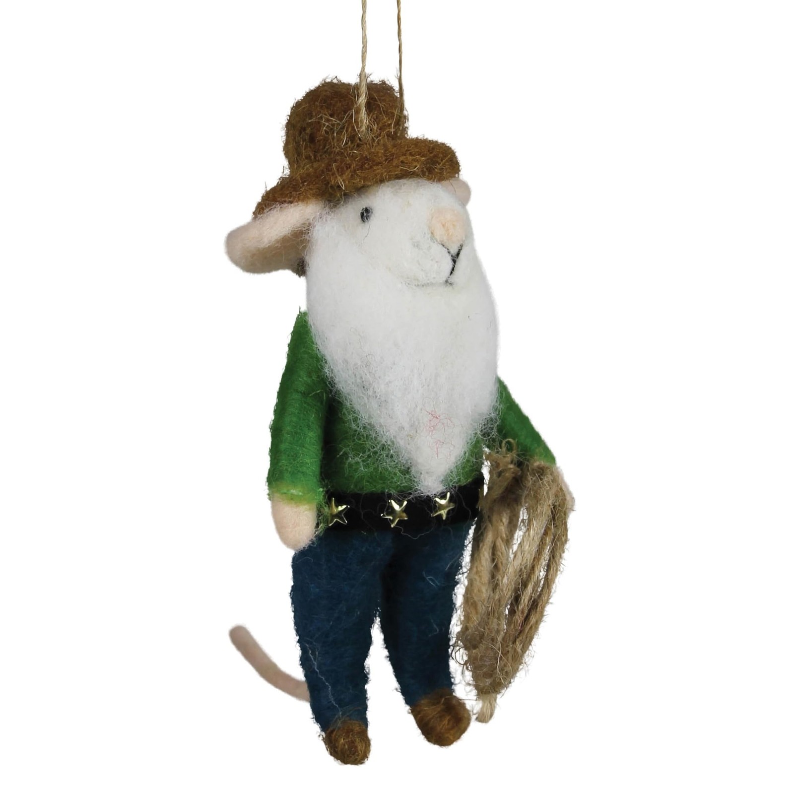 HomArt 5″ Cowboy Mouse Christmas Hanging Ornament Felt Holiday Decor